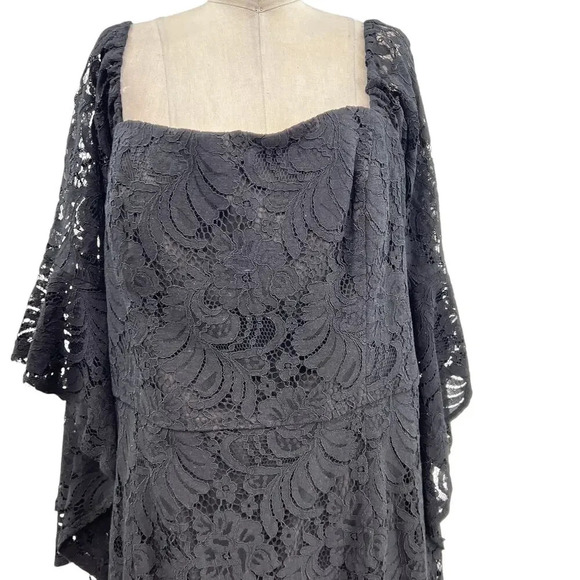 City Chic Mystic Lace Dress Black Bell Sleeve Sheath‎ Plus Size 18 - Picture 4 of 13
